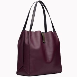 Rag and Bone  Leather Passenger Tote in Merlot and Olive Night